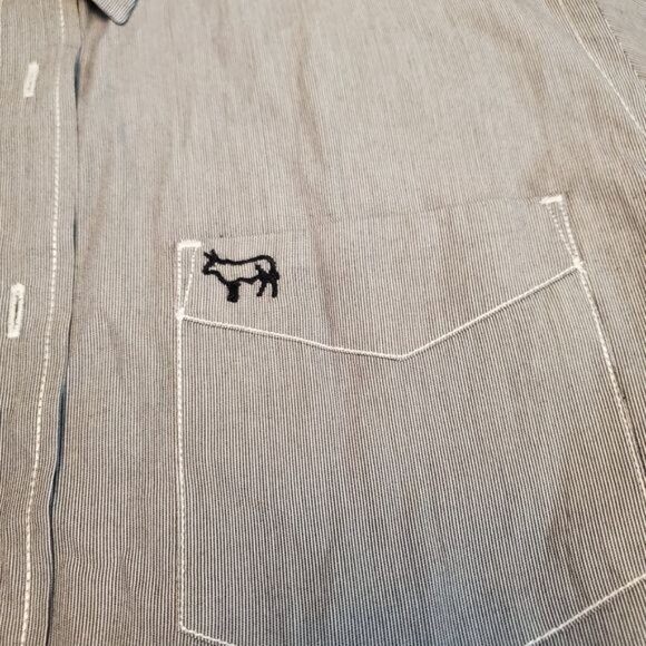 Kingsley Heath Mens Muscle Fit Striped Button-Down Shirt Size L Luxury Style - Picture 3 of 11